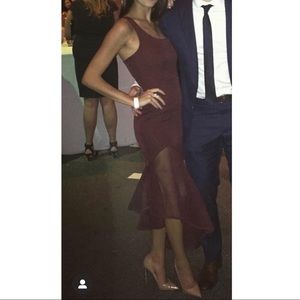 Runaway the label- Maroon asymmetric midi dress